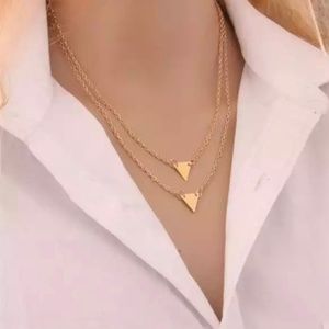Double Chain Gold Pendant Necklace
